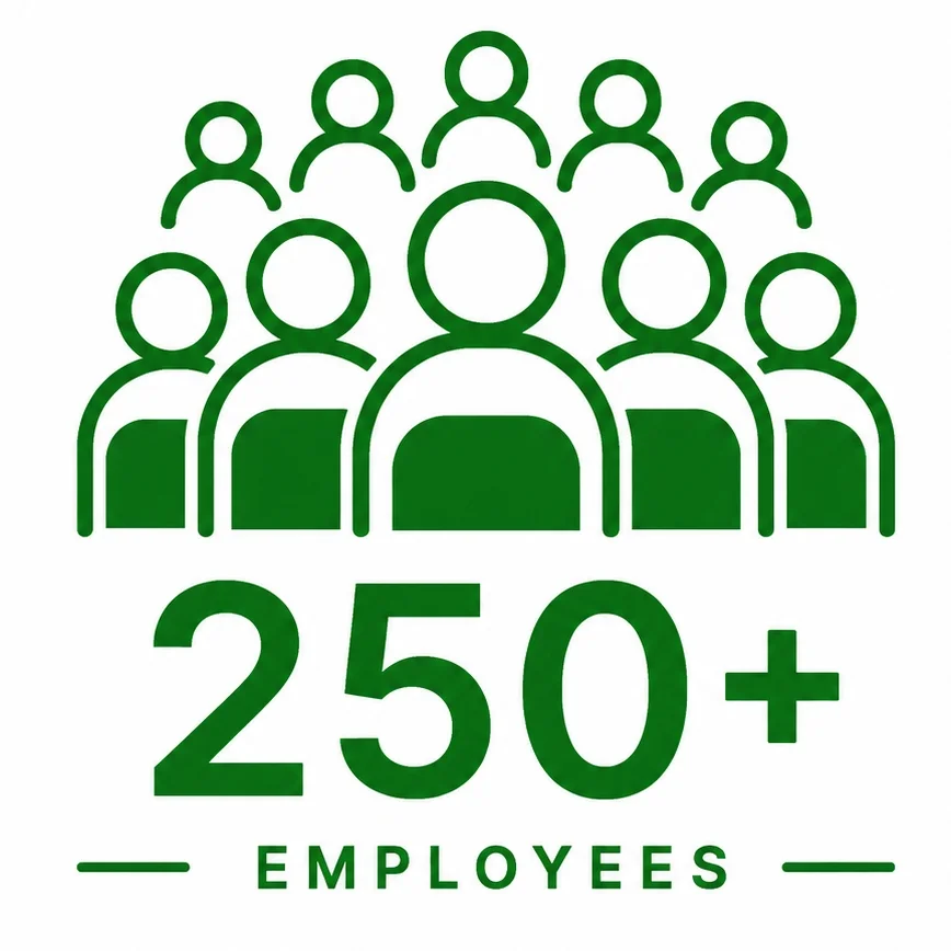 250+ employees